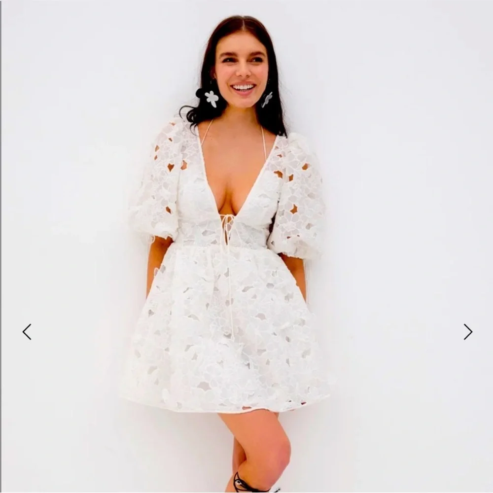 For Love and Lemons | White Leighton Mini Dress - Picture 2 of 12